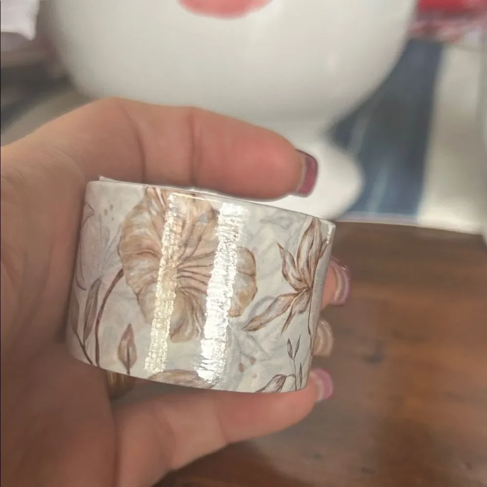 Paperminty Washi large width size Floral Cream and Brown